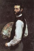 Frederic Bazille Self-Portrait with Palette oil painting reproduction